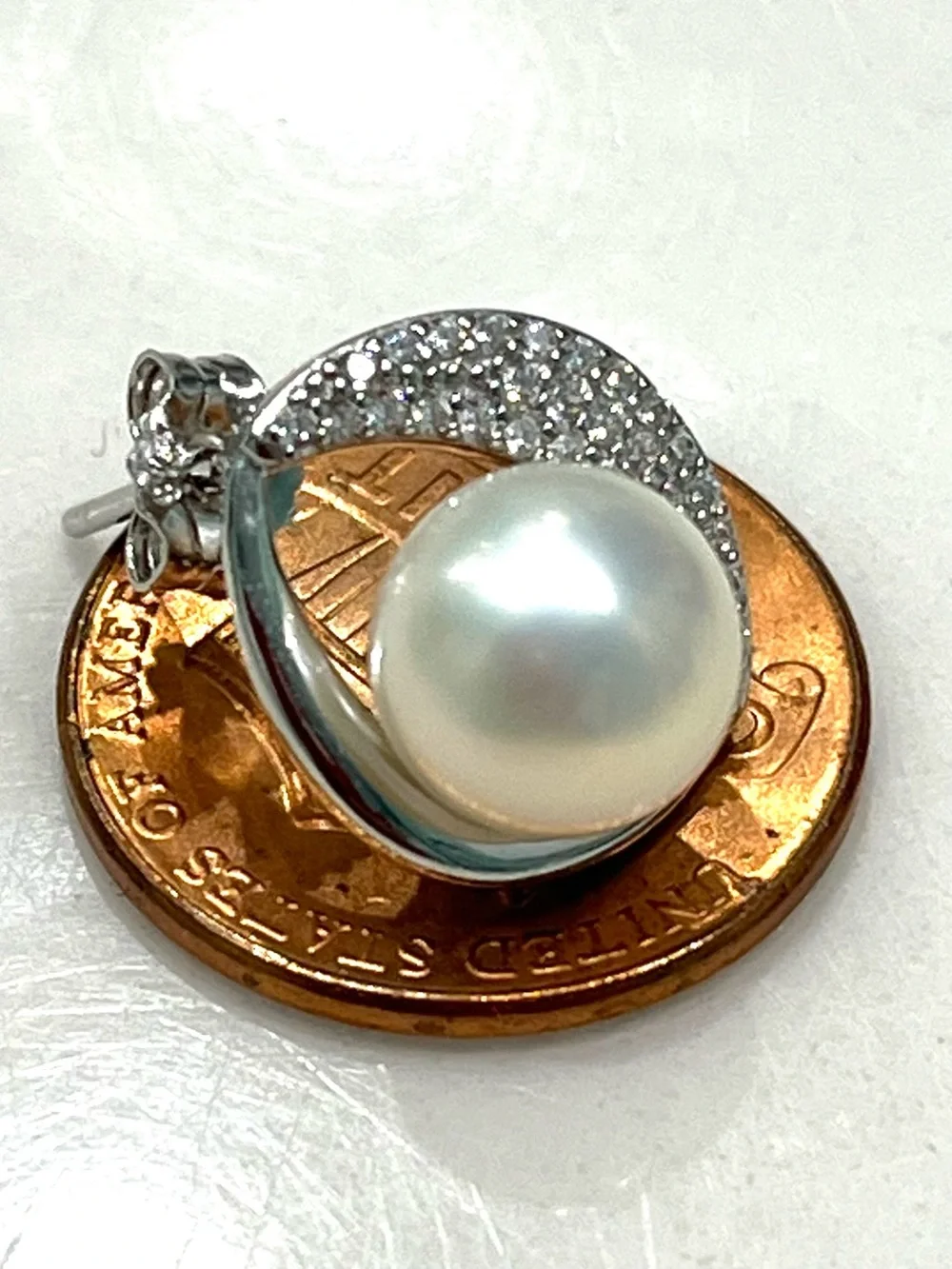 Genuine Pearl 14KGP Silver Stud Earrings